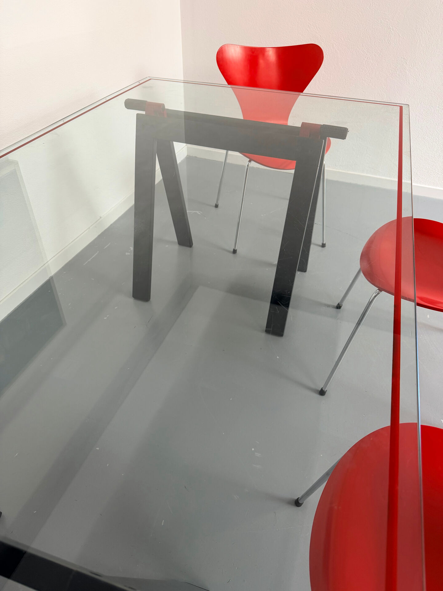 Table / Glass desk "Gaetano" design Gae Aulenti Zanotta 1970s