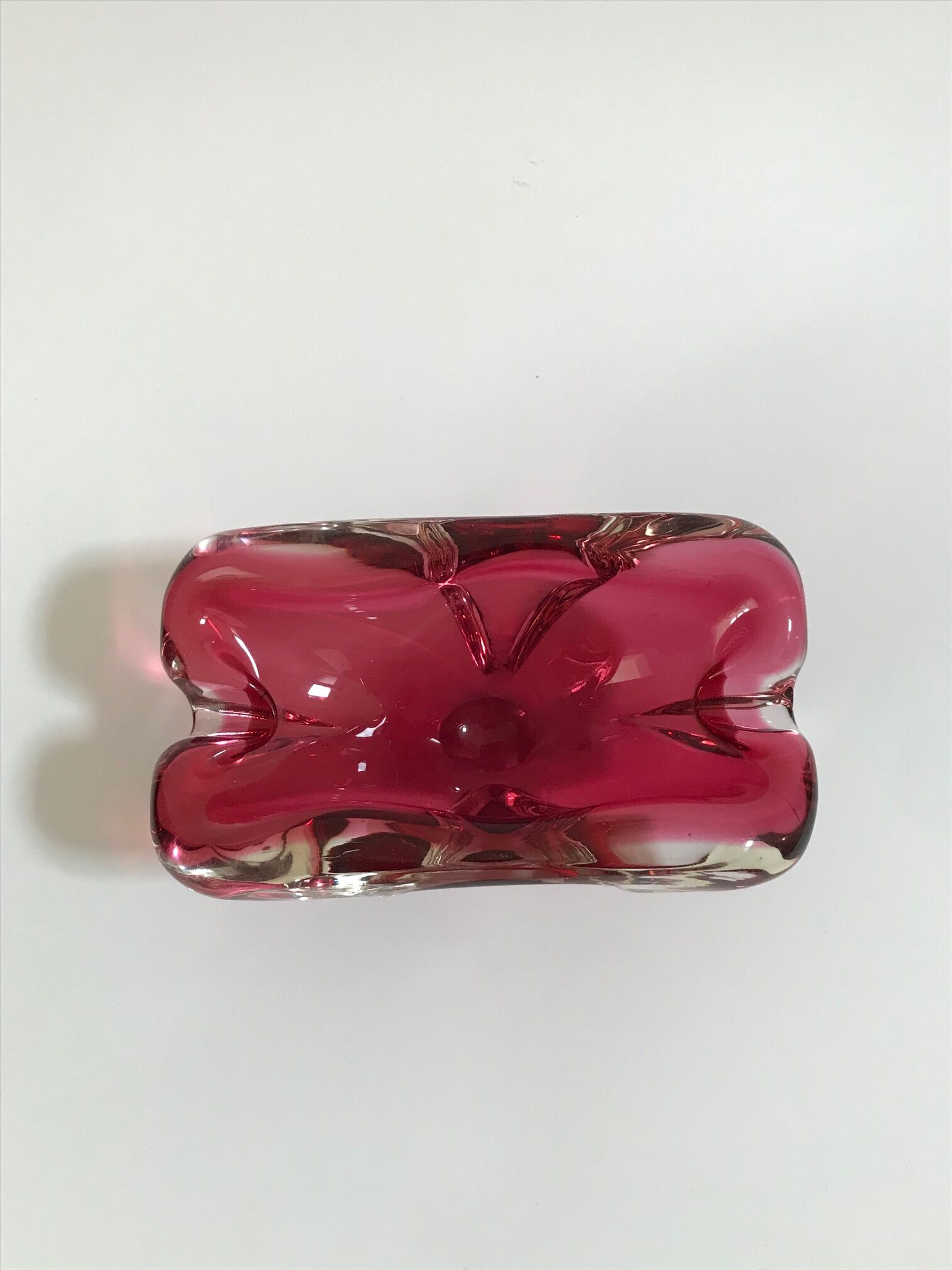 Murano pink lined glass ashtray, 1960