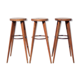 Lot 3 bar stools, high chair, wooden and metal stool, industrial, vintage, bar