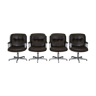 Set of 4 Vaghi office chair, brown leather, Italy, circa 1960
