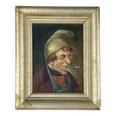 G. Schill, Portrait of a man in a nightcap with a pipe, 1930s, oil on canvas, framed