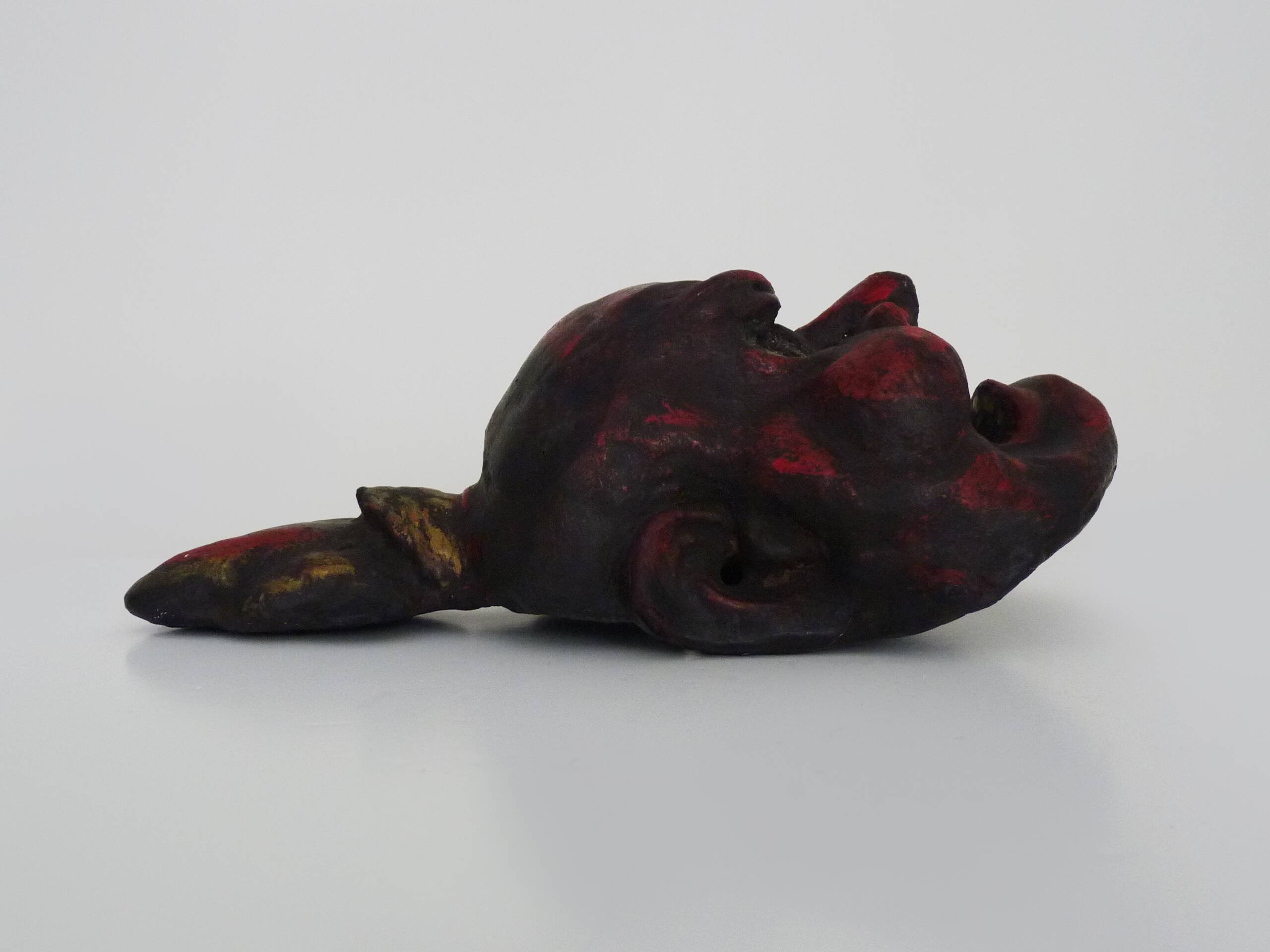 Old Japanese mask in polychrome wood. 70s 80s