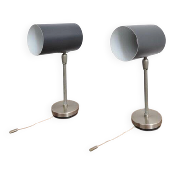 Set of 2x Black wall lamps by Kaiser Idell / Kaiser Leuchten, 1960s