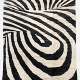Moroccan berber carpet m'rirt ecru and black 3,43x2,39m