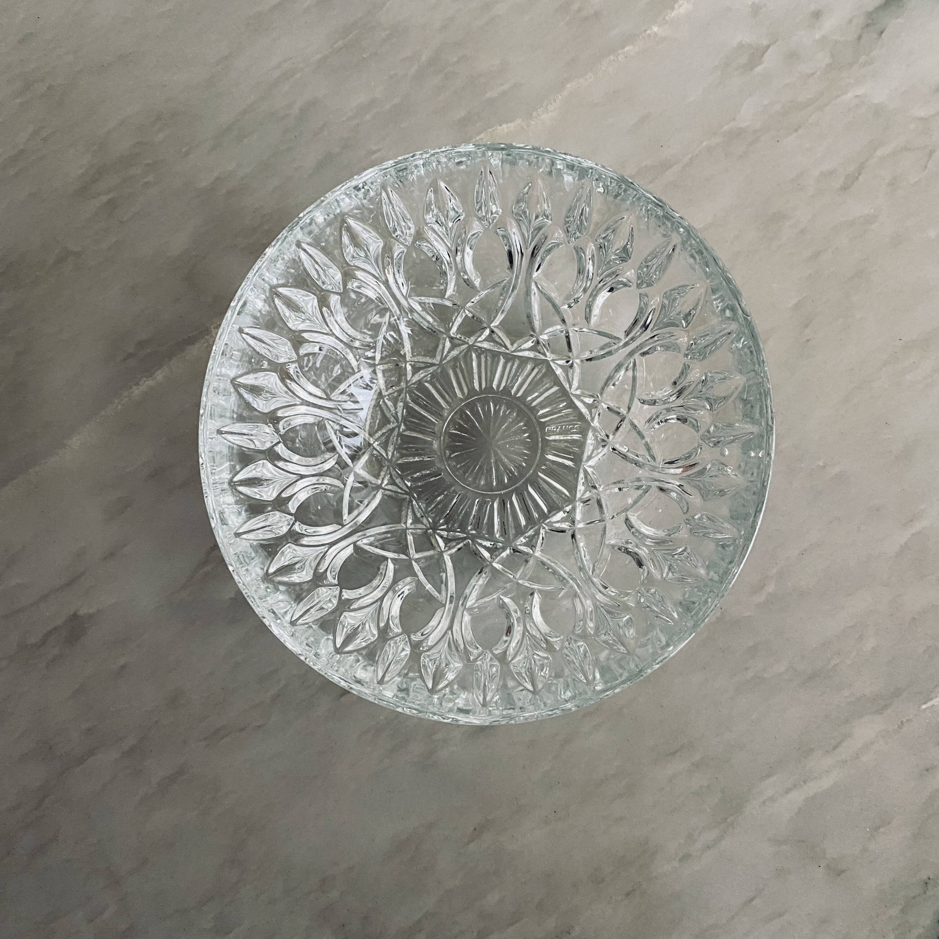 Chiseled glass bowl x3