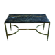 Table low neo classic bronze brass and Portoro marble
