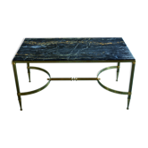 Table low neo classic bronze brass and Portoro marble