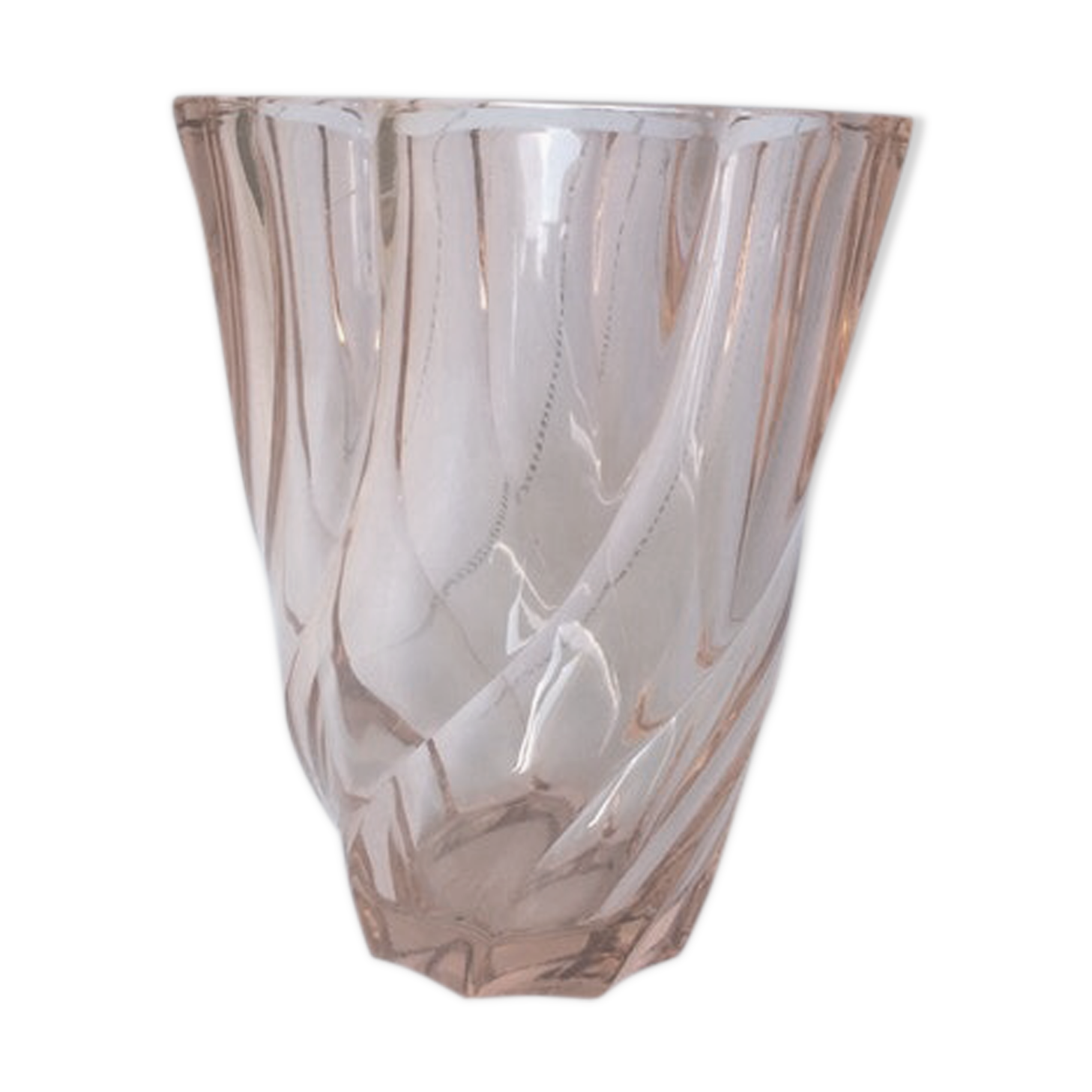 Vintage vase in pink glass art deco France