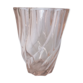 Vase vintage en verre rose art deco France