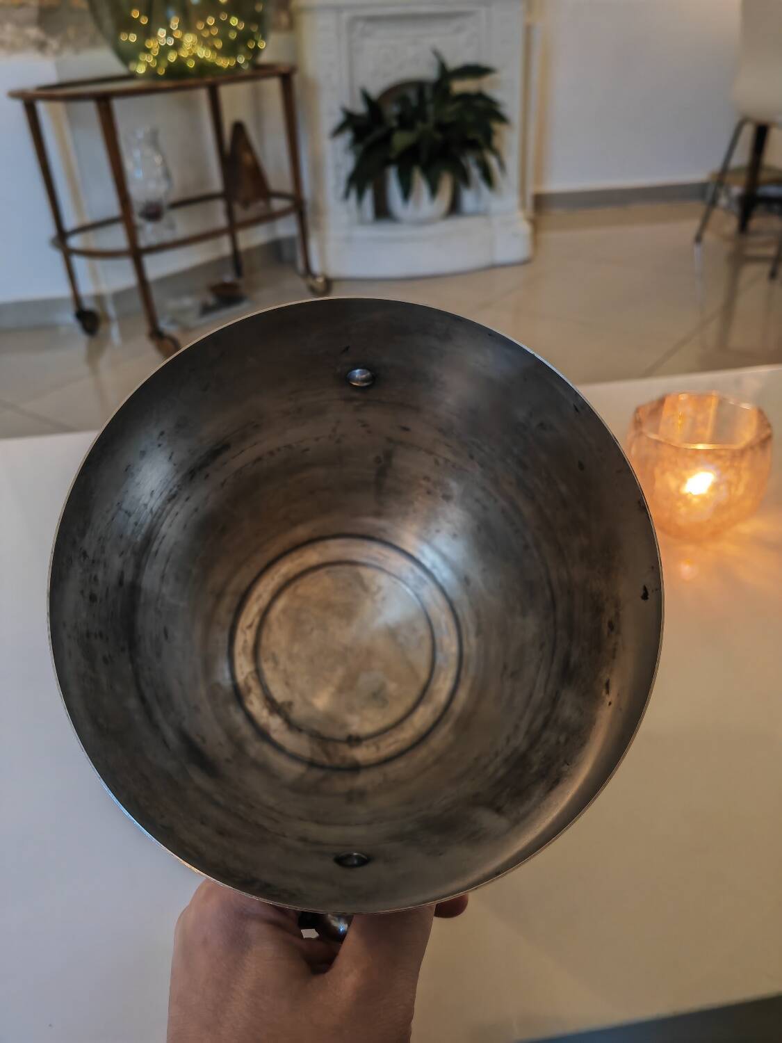 Silver metal champagne bucket