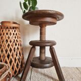 Adjustable old wooden stool