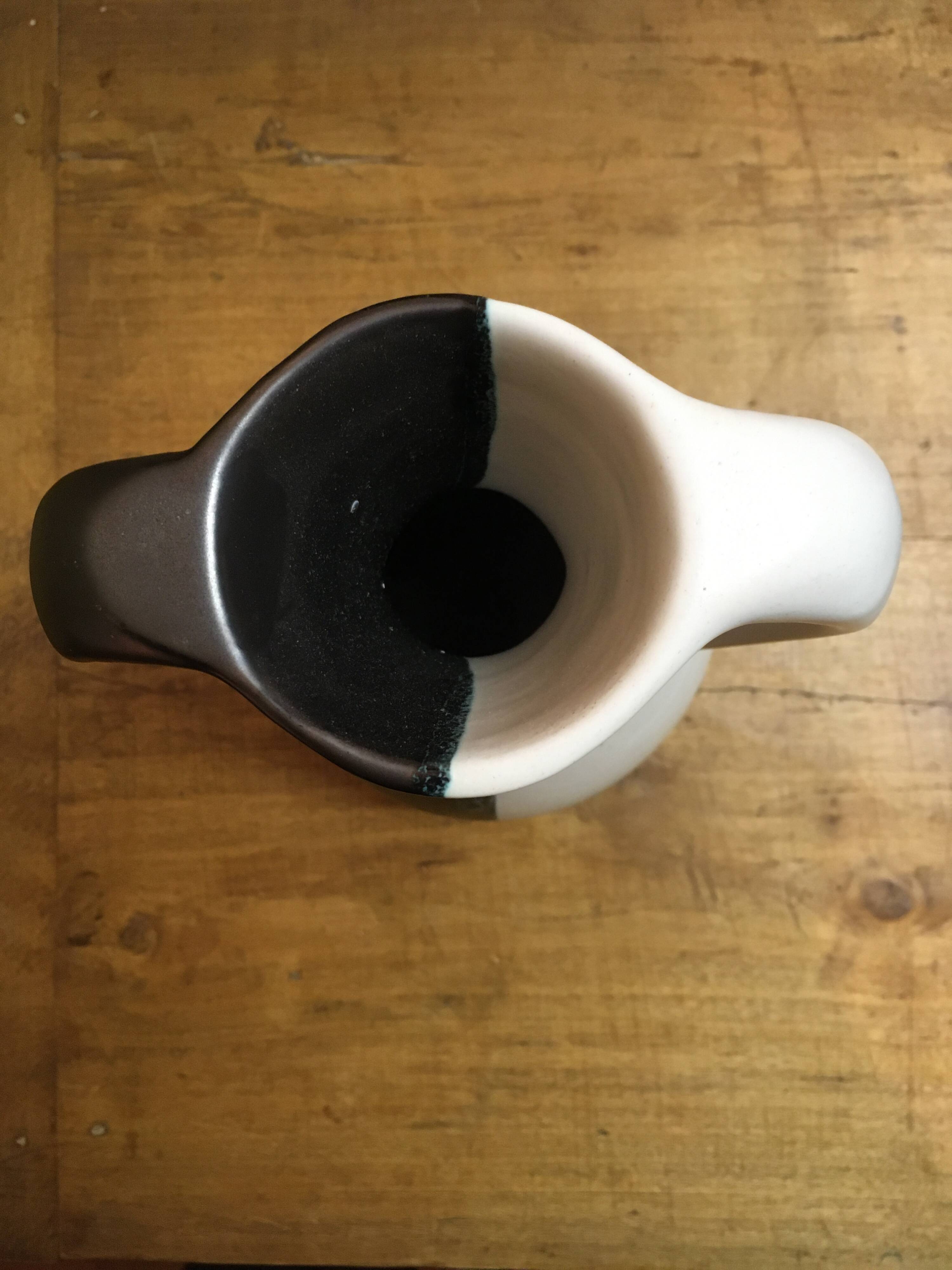 Black and white Vallauris vase, H. Caillet flower, vintage graphic 1960 1970