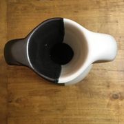 Black and white Vallauris vase, H. Caillet flower, vintage graphic 1960 1970