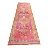 3x10 Pink & Brown Oriental Vintage Runner, 90x317Cm