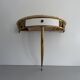 Floating wall console with drawer, brass body and marble top, 1960s, Italy