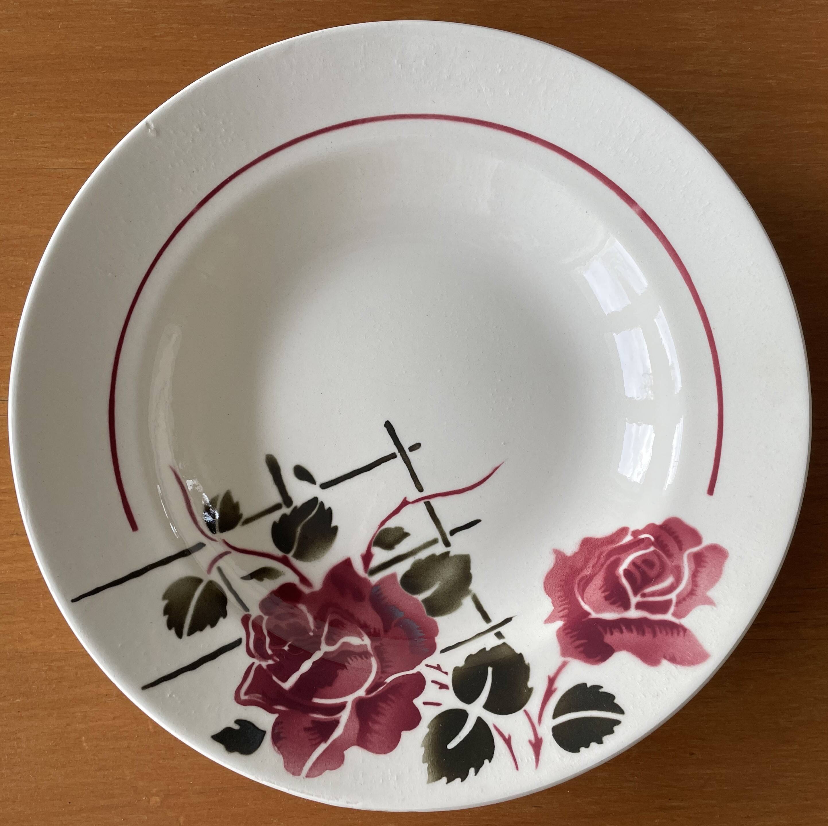 6 antique deep plates in faience from badonviller