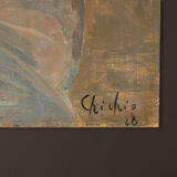 Étude féminine huile sur plaque de bois 24 x 30 cm
