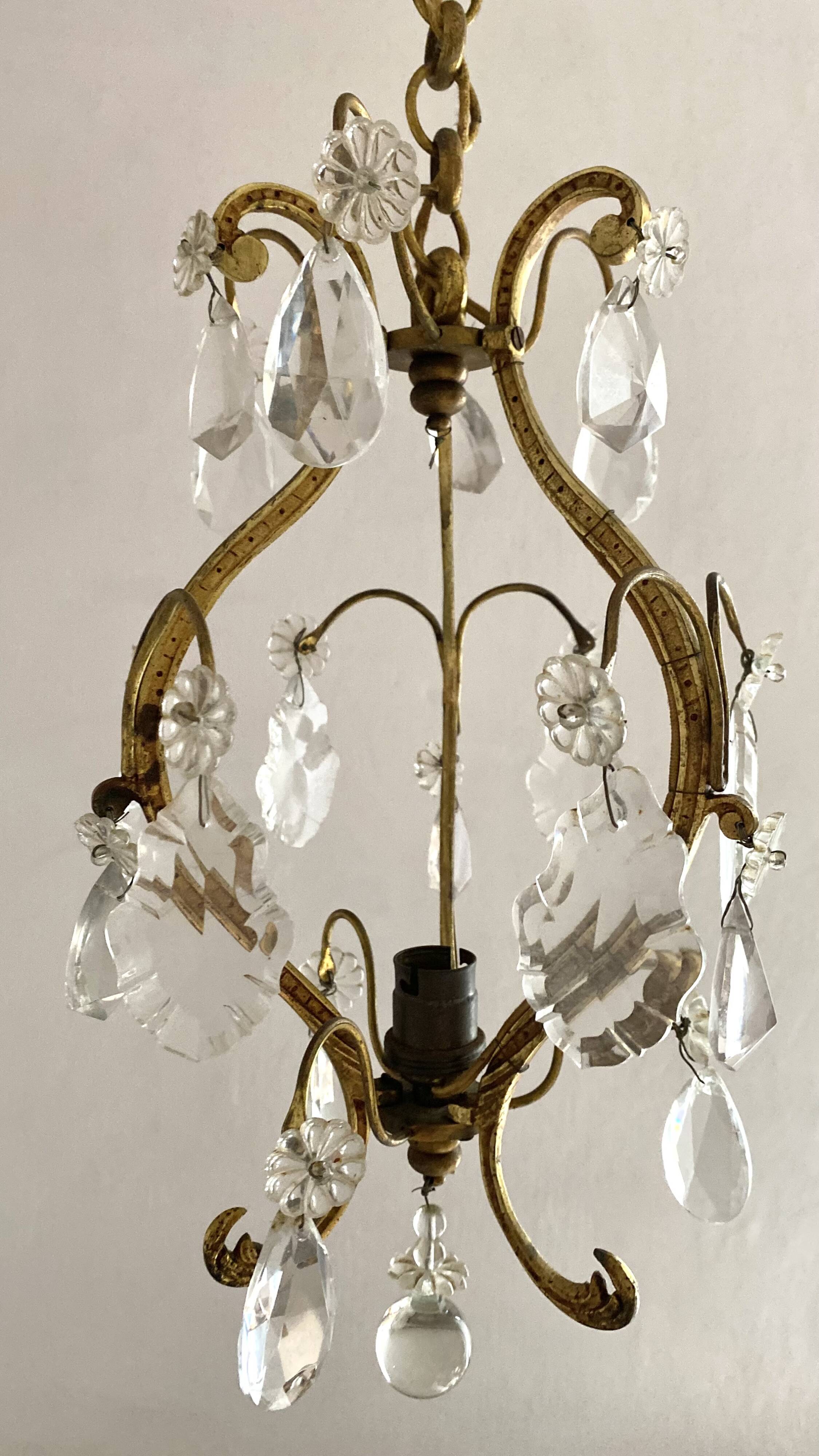Lustre ancien pampilles en verre de murano
