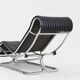 Vintage Italian chaise lounge chair chrome and leather by Guido Faleschini 1970s