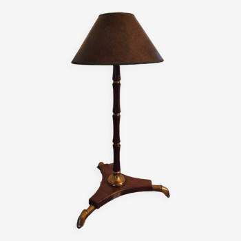 Lampe art déco moderniste 1950 bois et laiton signé France paris