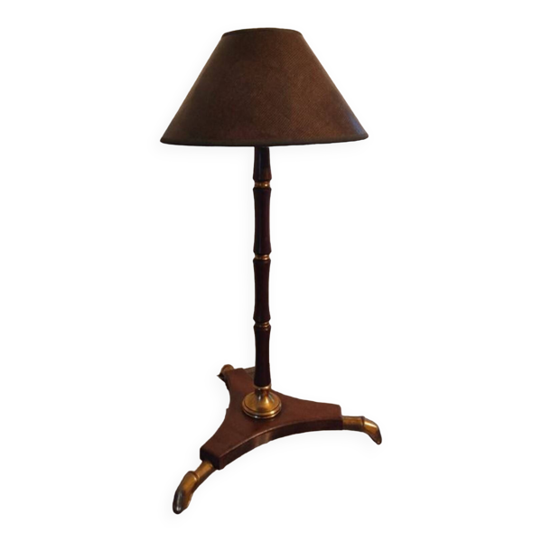 Lampe art déco moderniste 1950 bois et laiton signé France paris — Beyit