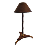 Modernist art deco lamp 1950 wood and brass signed France Paris