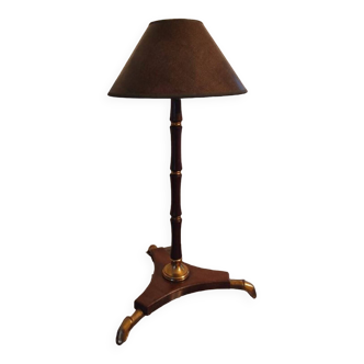 Lampe art déco moderniste 1950 bois et laiton signé France paris