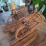Rattan wall lamps