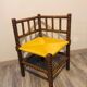 Vintage Art Deco corner chair in bobbin oak and straw, 1930s