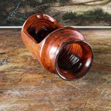 Signed orange ceramic candle holder and jug