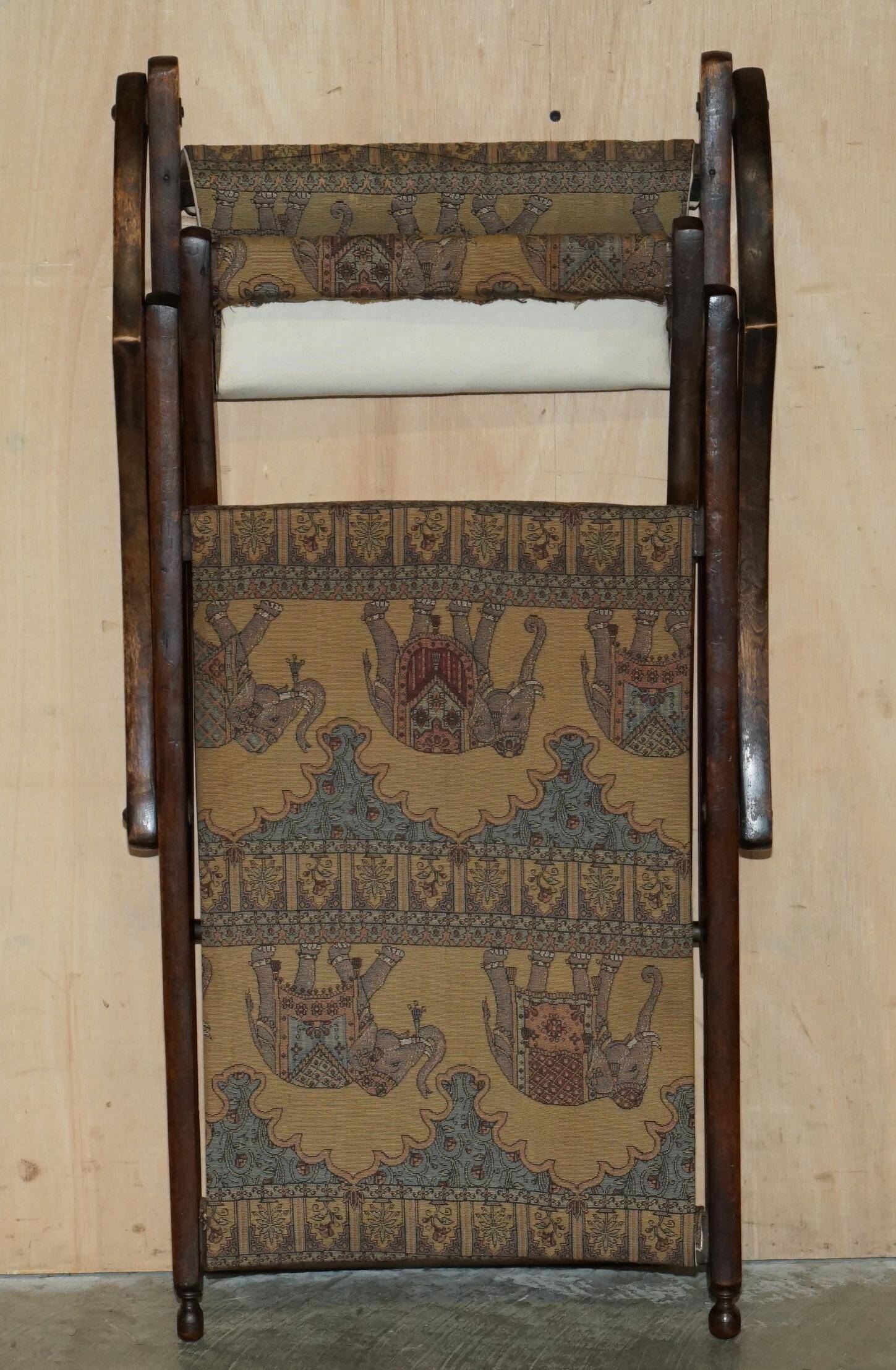 Antique Indo-Anglo elephant folding military chair circa 1890
