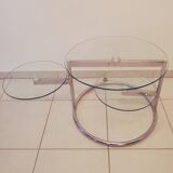 3-tray glass round coffee table