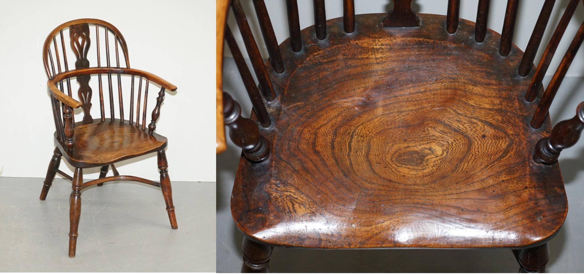 Windsor chair in solid elm circa 1860 - English furniture