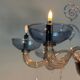 Venetian chandelier in two-tone grey/blue Murano glass with gilding, circa 1990.