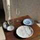 Set of 6 vintage blue dessert plates D18 (1)