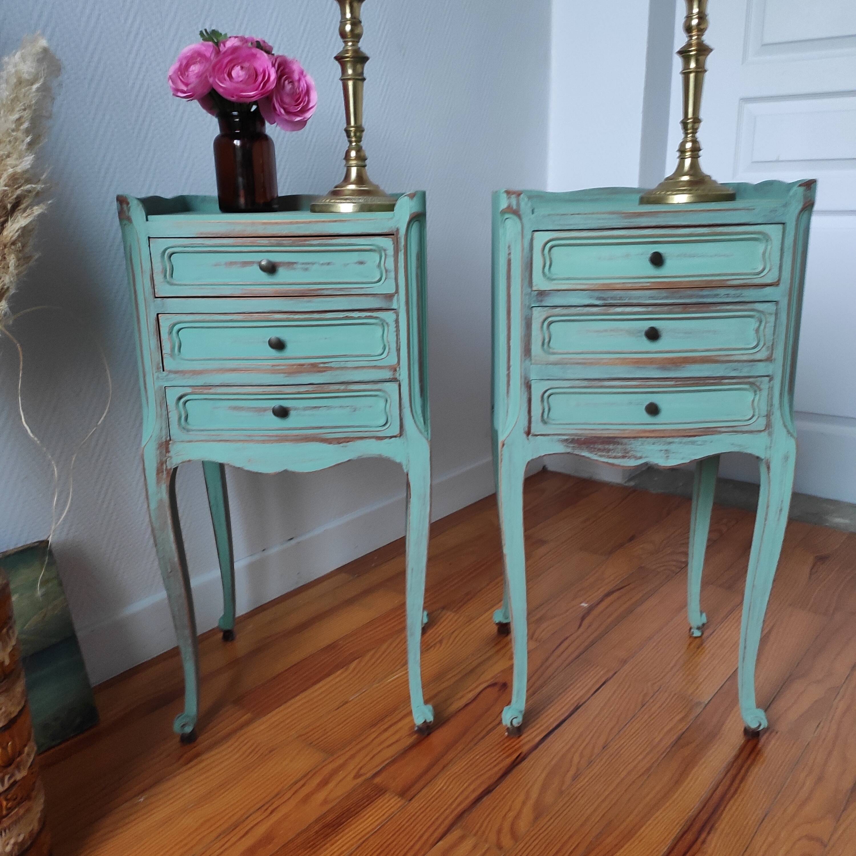 Pair of weathered bedside tables