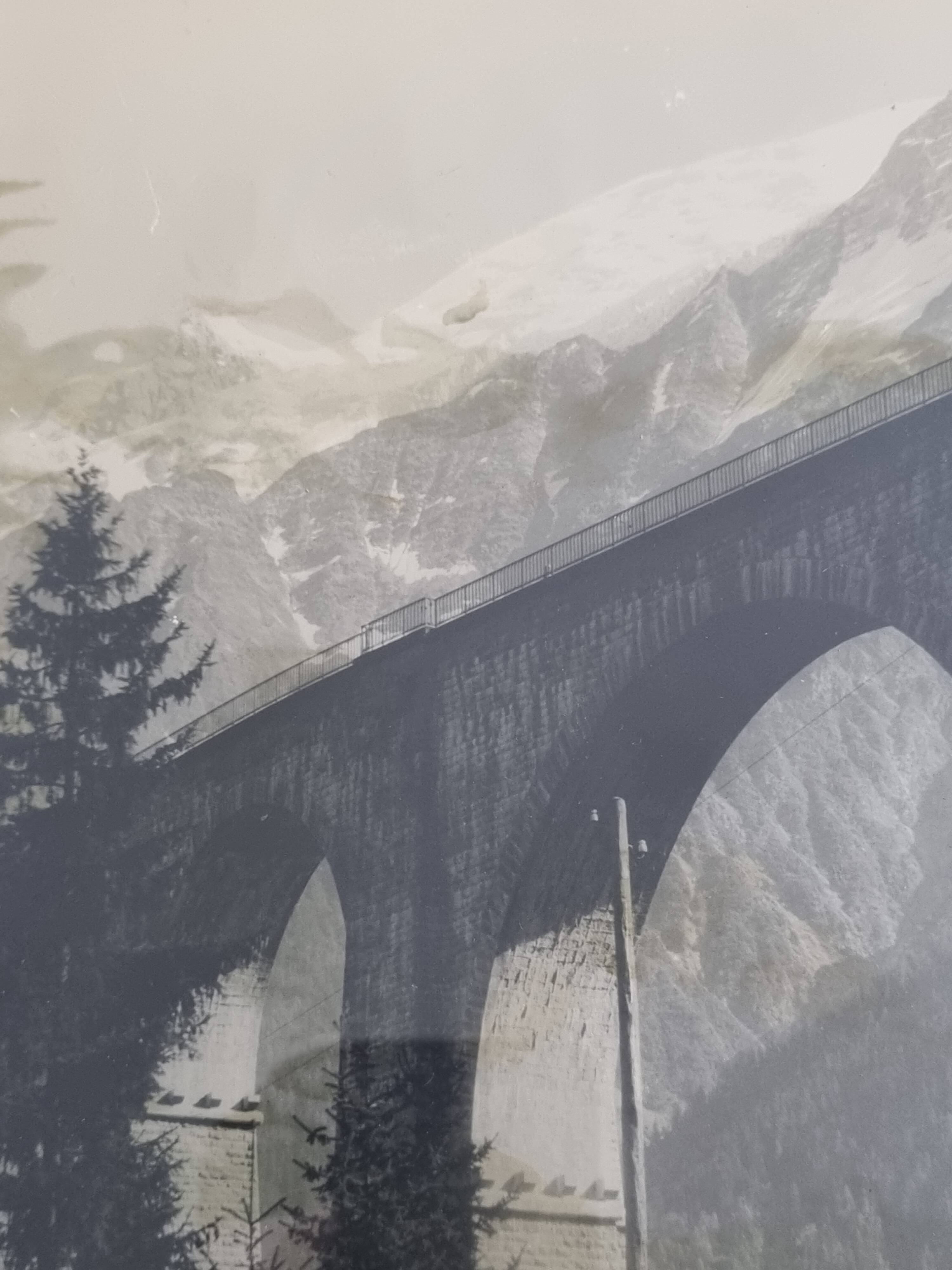 Photo of the Sainte-Marie viaduct, Les Houches, Mont-Blanc, signed Dubois, 35 x 44 cm.