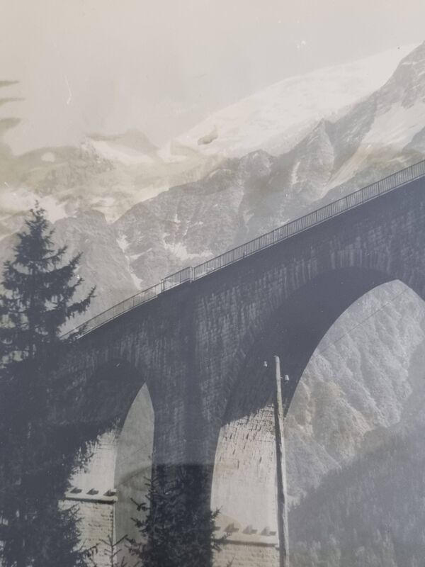Photo viaduc Sainte-Marie Les Houches Mont-Blanc signée Dubois 35 x 44 cm