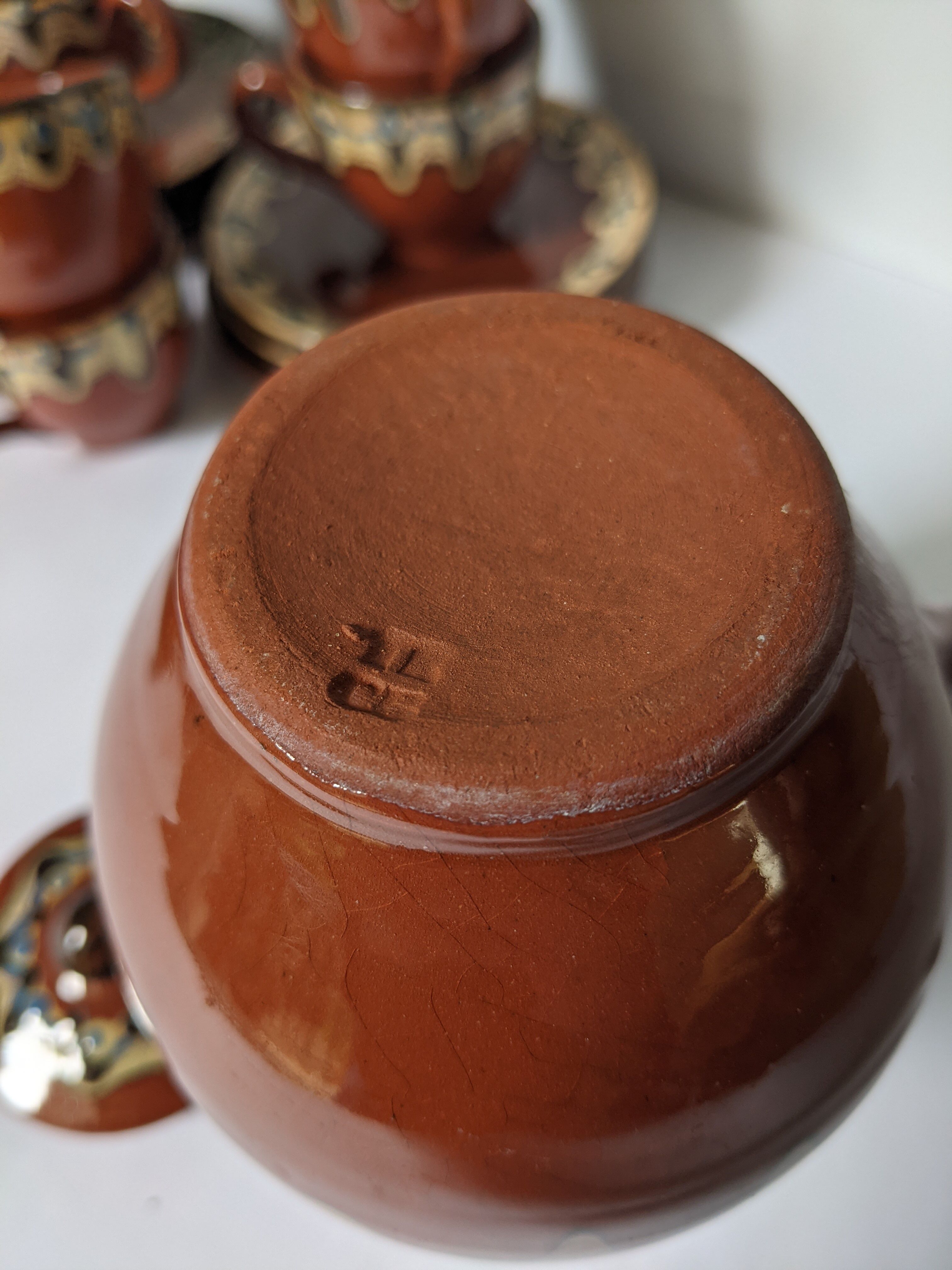 Brown glazed ceramic coffee service