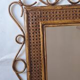 Rattan and cane mirror