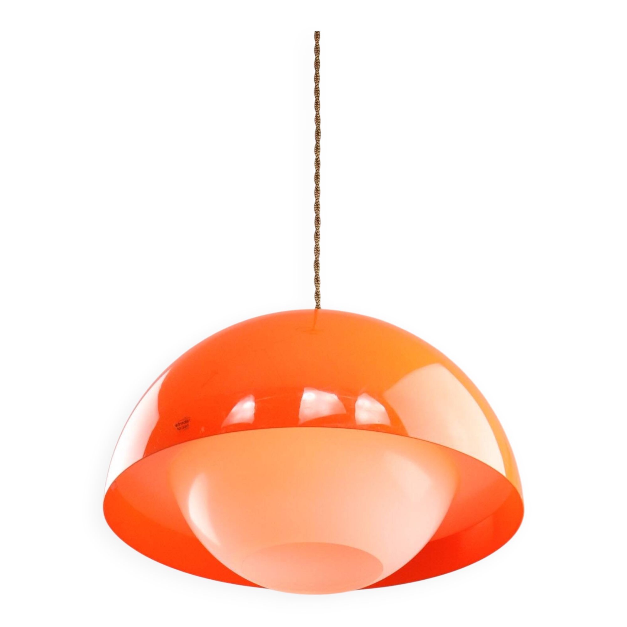 Italian Space Age Pendant in Chrome and Orange Plexiglass, 1970s