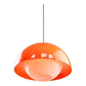 Suspension italienne Space Age en chrome et plexiglas orange, années 1970