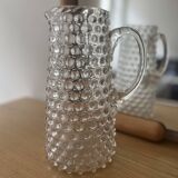 Vintage beaded and mouth-blown carafe or vase in rostrato glass, Italy 1930