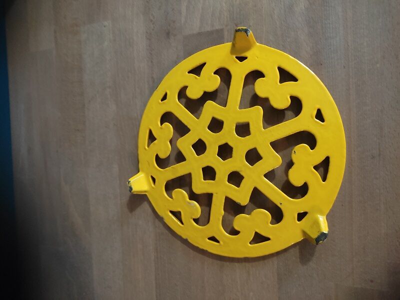 Enamelled metal trifle Yellow Round