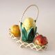 Salt and pepper set in slip and its basket