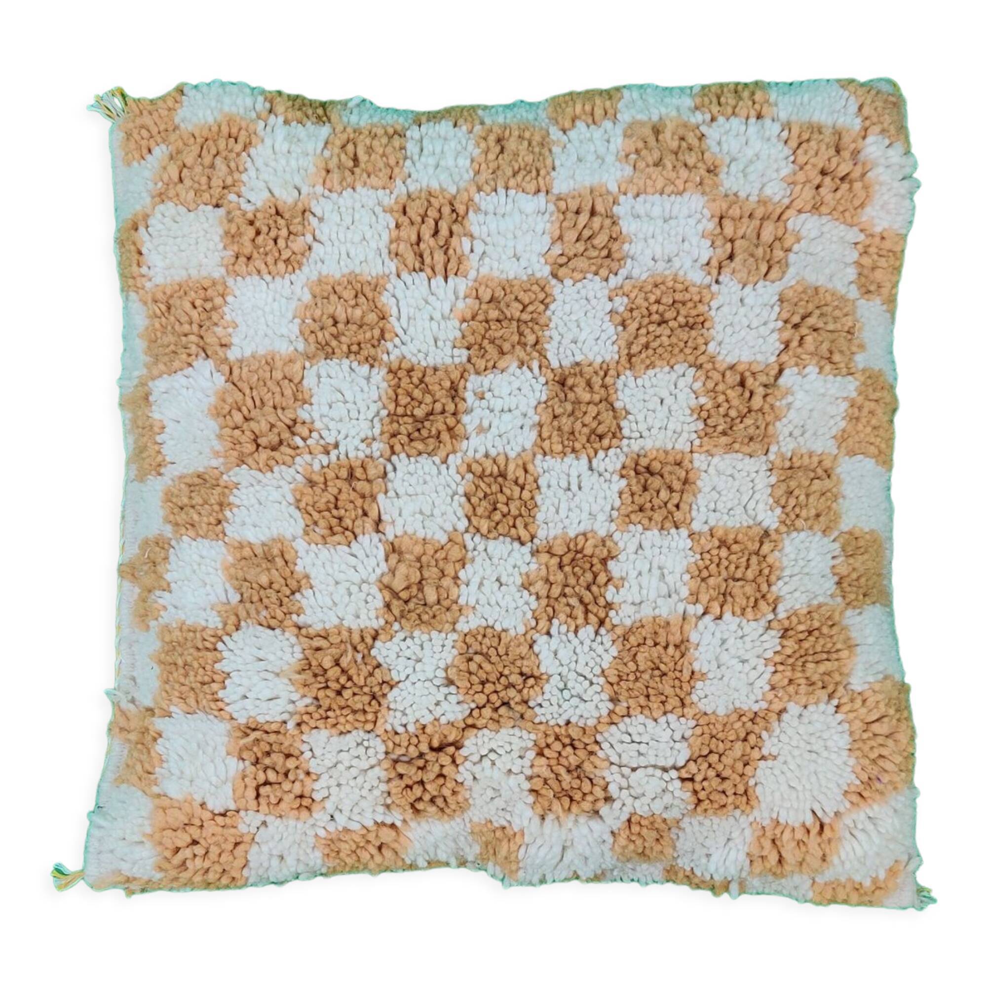 Berber cushion chessboard beige Beni Ouarain