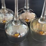 7 vintage iridescent foot glasses