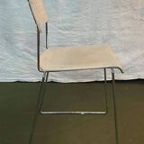 Set of 4 Italian Spilimbergo chairs in chromed steel and white plastic