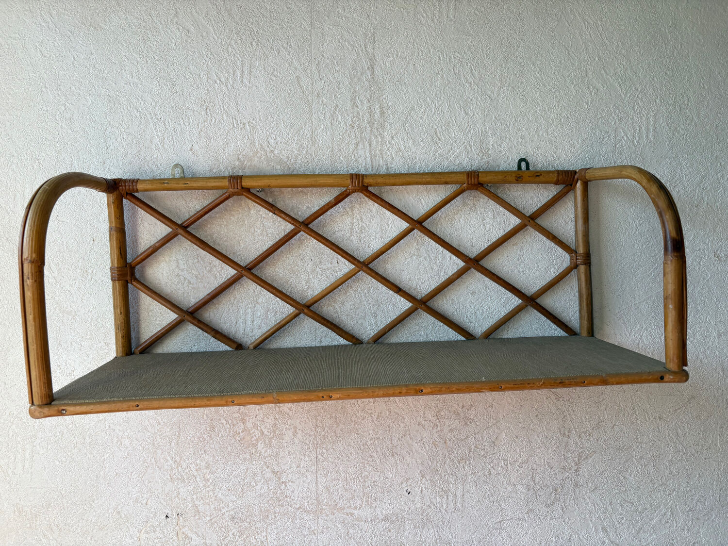Vintage rattan wall shelf
