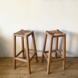 Tabouret chêne paille